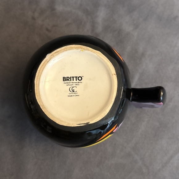 Romero Britto Fish Mug Deeply In Love 2011 Giftcraft Pop Art Coffee Cup - Picture 7 of 10